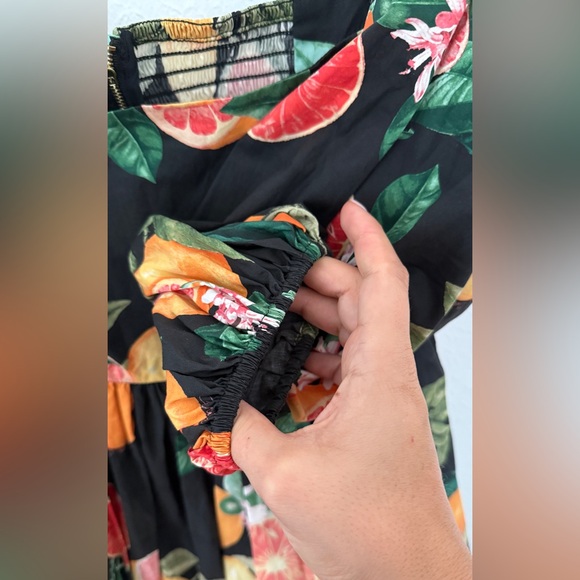 Cara Cara Sip Sip Black Dress in Grapefruit Citrus - Picture 7 of 11